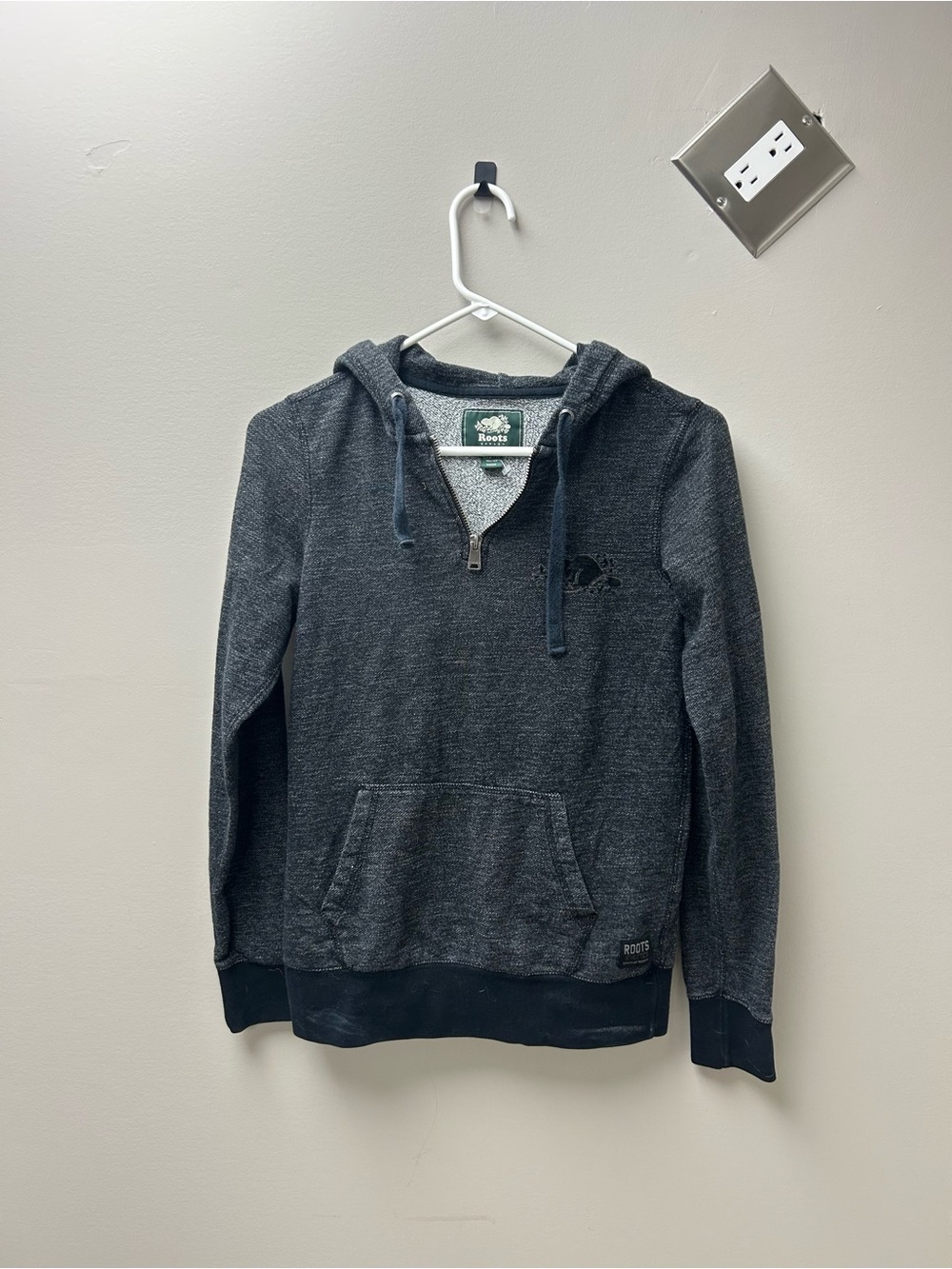 Roots Women’s Black Salt & Pepper Quarter Zip Hoodie